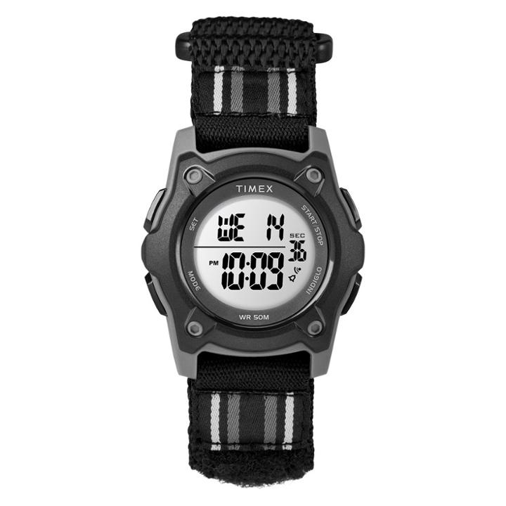Kid's Timex Digital Watch With Striped Strap - Black Tw7c26400xy, Adult Unisex,