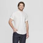 Men's Tall Printed Standard Fit Short Sleeve Poplin Button-down Shirt - Goodfellow & Co White