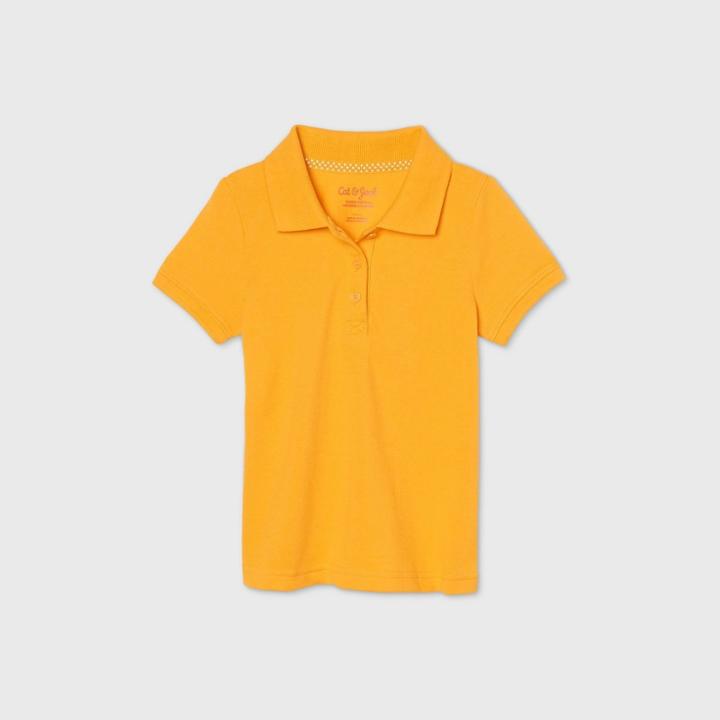 Petitetoddler Girls' Short Sleeve Stretch Pique Uniform Polo Shirt - Cat & Jack Gold