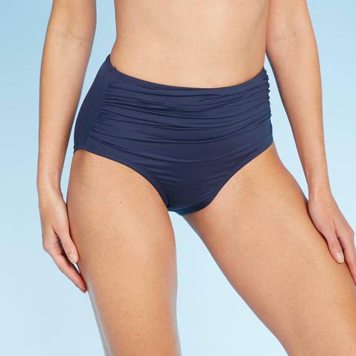 Women's Full Coverage High Waist Swim Bikini Bottom - Kona Sol Navy M, Size: