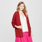 Women's Open Front 3/4 Sleeve Knit Cardigan - A New Day Burgundy (red)