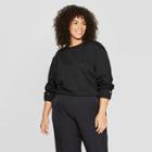 Women's Plus Size Long Sleeve Round Metal Button Sweatshirt - Who What Wear Black