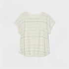 Women's Plus Size Short Sleeve Scoop Neck Striped Linen T-shirt - Ava & Viv Blue X
