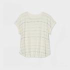 Women's Plus Size Short Sleeve Scoop Neck Striped Linen T-shirt - Ava & Viv Blue X