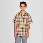 Boys' Short Sleeve Button-down Shirt - Cat & Jack Xl Husky, Orange