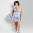 Women's Plus Size Sleeveless Triangle Cup Breezy Dress - Wild Fable Purple/green Plaid