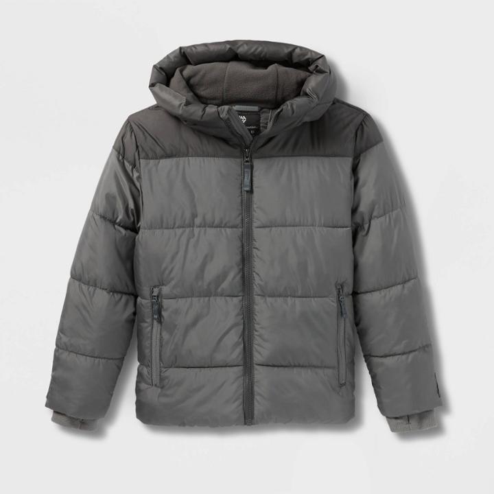 Boys' Short Puffer Jacket - All In Motion Gray
