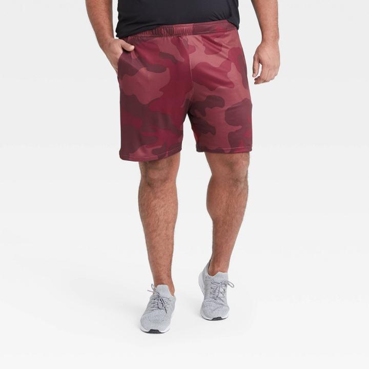 Men's Big & Tall Camo Print Training Shorts - All In Motion Red Xxxl