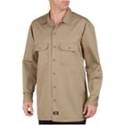 Dickies Men's Big & Tall Relaxed Fit Heavy Weight Cotton Work Shirt- Khaki (green) L
