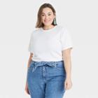 Women's Plus Size Ribbed T-shirt - Ava & Viv White
