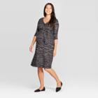 Maternity Long Sleeve Cozy Tie Front Dress - Isabel Maternity By Ingrid & Isabel Black