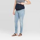 Maternity Raw Hem Skinny Jeans - Isabel Maternity By Ingrid & Isabel Light Wash 00, Women's, Blue