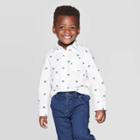 Oshkosh B'gosh Toddler Boys' Long Sleeve Woven Button-down Shirt - White