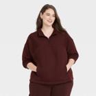 Women's Plus Size Quarter Zip Sweatshirt - A New Day Burgundy