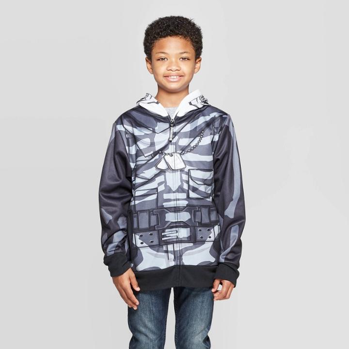 Mad Engine Boys' Fortnite Skull Trooper Costume Fleece Sweatshirt - White/gray
