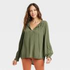 Women's Long Sleeve Embroidered Top - Knox Rose Green