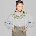 Women's Long Sleeve Crewneck Oversized Sweatshirt With Barcelona Graphic - Wild Fable Heather Gray