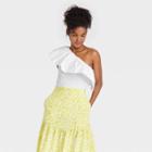 Women's Ruffle Elbow Sleeve One Shoulder Blouse - Who What Wear White