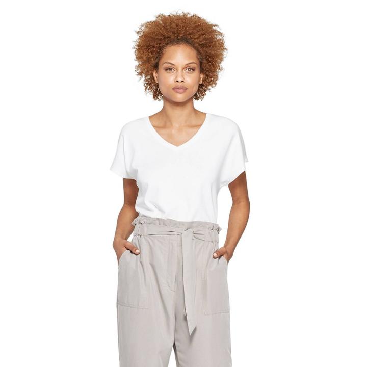Women's Short Sleeve V-neck Dolman T-shirt - Prologue White