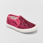 Toddler Girls' Madigan Slip On Glitter Sneakers - Cat & Jack Fuchsia (pink)