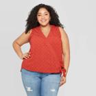 Women's Plus Size Sleeveless V-neck Printed Wrap Top - Universal Thread Red/white
