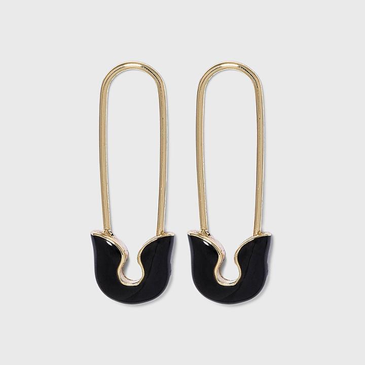 Sugarfix By Baublebar Enamel Safety Pin Drop Earrings - Black