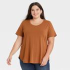 Women's Plus Size Essential Relaxed Scoop Neck T-shirt - Ava & Viv Brass