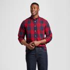 Men's Big & Tall Standard Fit Northrop Poplin Button-down Shirt - Goodfellow & Co Red/navy Plaid