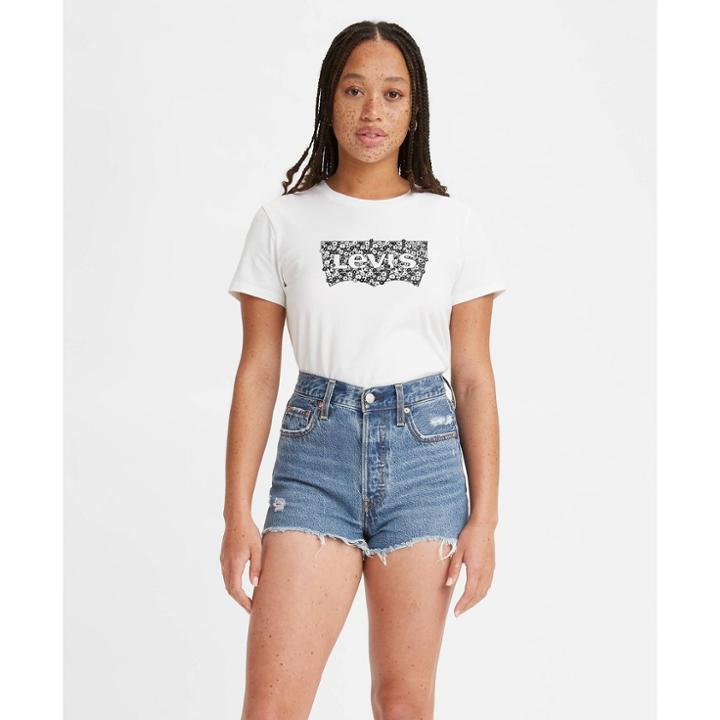 Levi's Women's Perfect Logo Short Sleeve T-shirt - White Mini Flower Fill