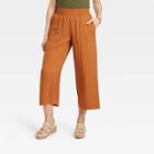 Women's High-rise Cropped Wide Leg Pull-on Pants - A New Day Brown
