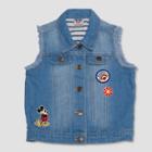 Junk Food Girls' Mickey Mouse Denim Vest - Blue