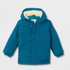 Toddler Long Sleeve Puffer Jacket - Cat & Jack Dark Teal Green