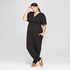 Maternity Plus Size Knit Crossover Belted Jumpsuit - Isabel Maternity By Ingrid & Isabel Black 3x, Infant Girl's