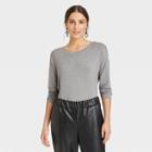 Women's Long Sleeve Rayon Span T-shirt - A New Day Heathered Gray