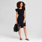 Women's Ruffle Sleeve Tie Waist Dress - A New Day Black