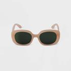 Women's Plastic Retro Oval Sunglasses - A New Day Ivory