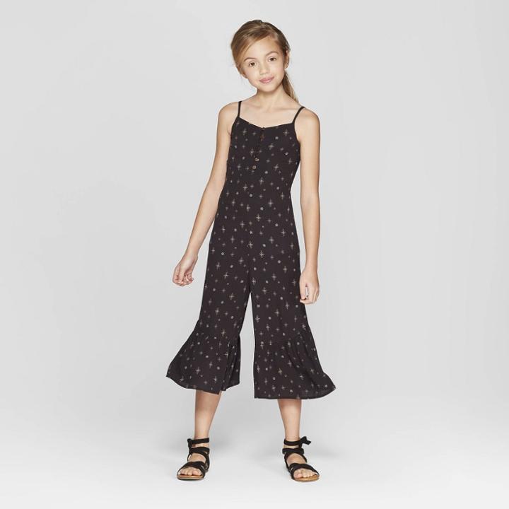 Girls' Buttoned Jumpsuit - Art Class Black