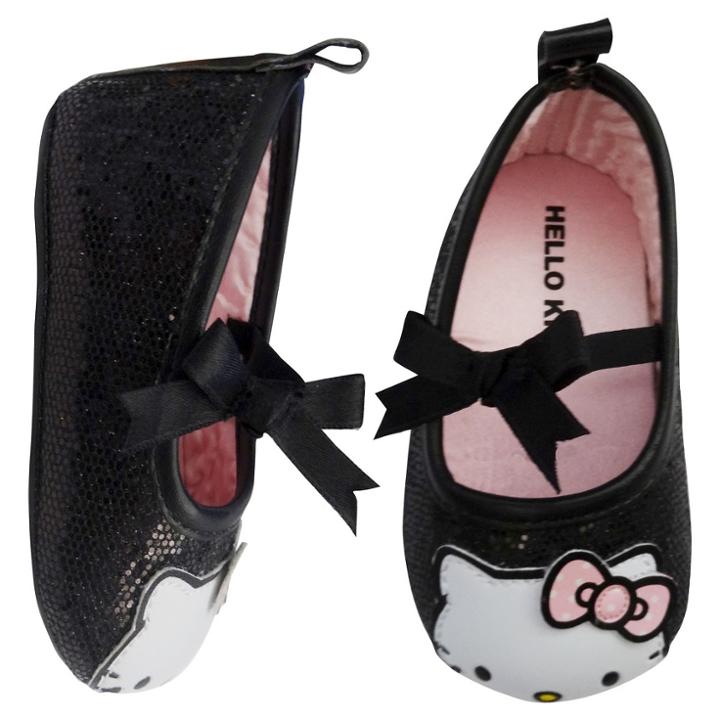 Hello Kitty Baby Girls' Crib Shoes - Black/gray 3-6