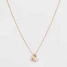 No Brand Gold Plated 'mom' Double Heart Two-tone Pendant Necklace - Gold