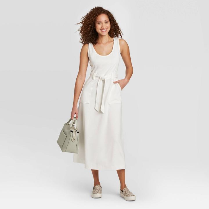 Women's Sleeveless Knit Utility Dress - A New Day Cream Xs, Women's, Ivory