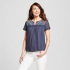 Women's Embroidered Lace Sleeve Top - Knox Rose