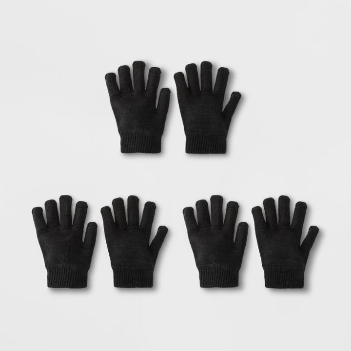 Women's 3pk Tech Touch Gloves - Wild Fable Black