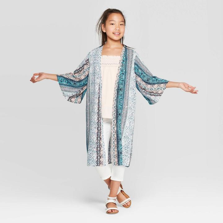 Girls' Kimono With Tassles - Art Class White