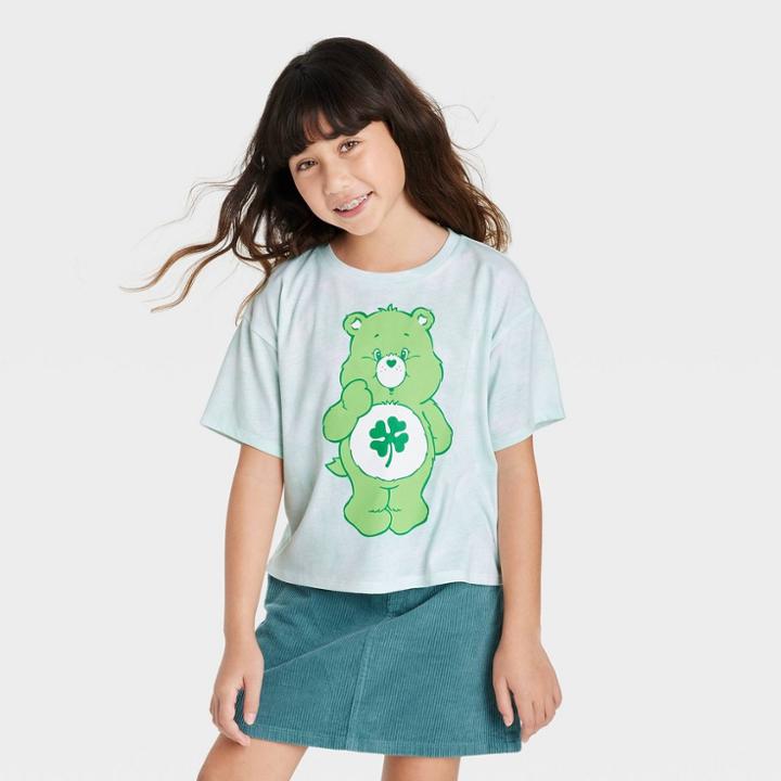 Girls' Care Bears Good Luck Tie-dye St. Patrick's Day Graphic T-shirt - Green
