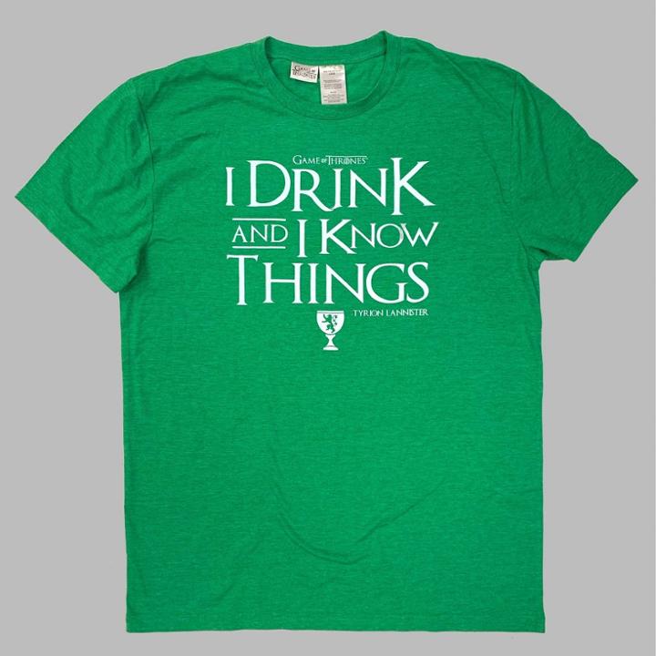 Men's Game Of Thrones I Drink And I Know Things Short Sleeve Graphic T-shirt - Green S, Men's,
