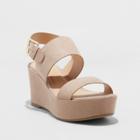 Women's Zenia Two Piece Flatform Slide Sandals - A New Day Taupe (brown)