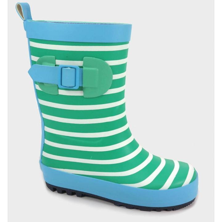 Kids' Garden Rain Boot Cabana Stripe L (9/10) - Sun Squad , Green/white