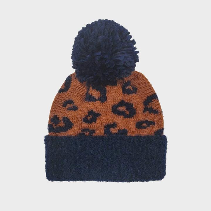 Baby Girls' Leopard Beanies - Cat & Jack Navy Blue