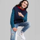 Adult Colorblock Regular Fit Hooded Sweatshirt - Original Use Dark Blue