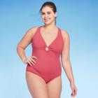 Kona Sol Women's Long Torso Wide Ribbed Ring Medium Coverage One Piece Swimsuit - Kona